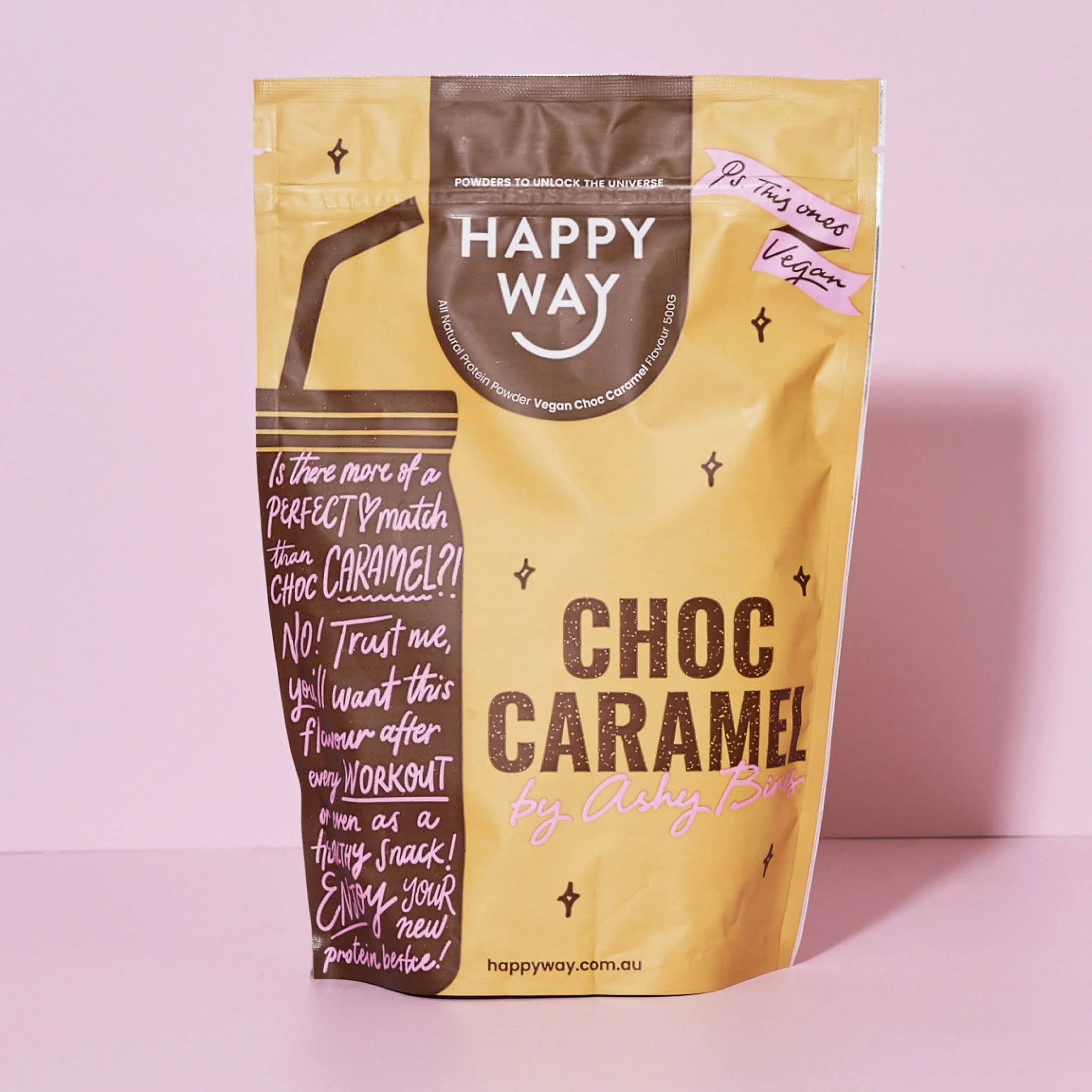 Ashy Bines Choc Caramel Vegan Protein Powder 500g - Image 3