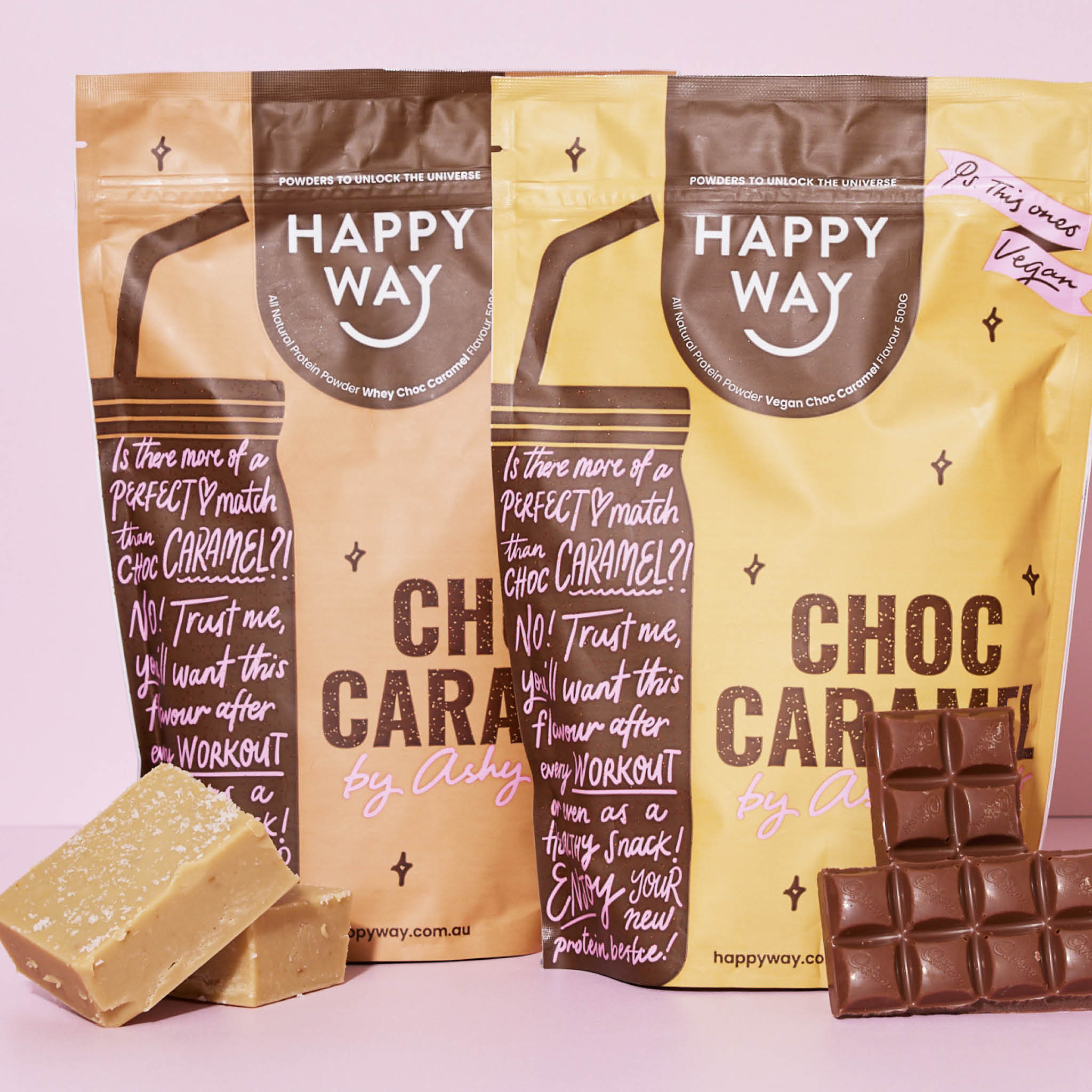 Ashy Bines Choc Caramel Vegan Protein Powder 500g - Image 4