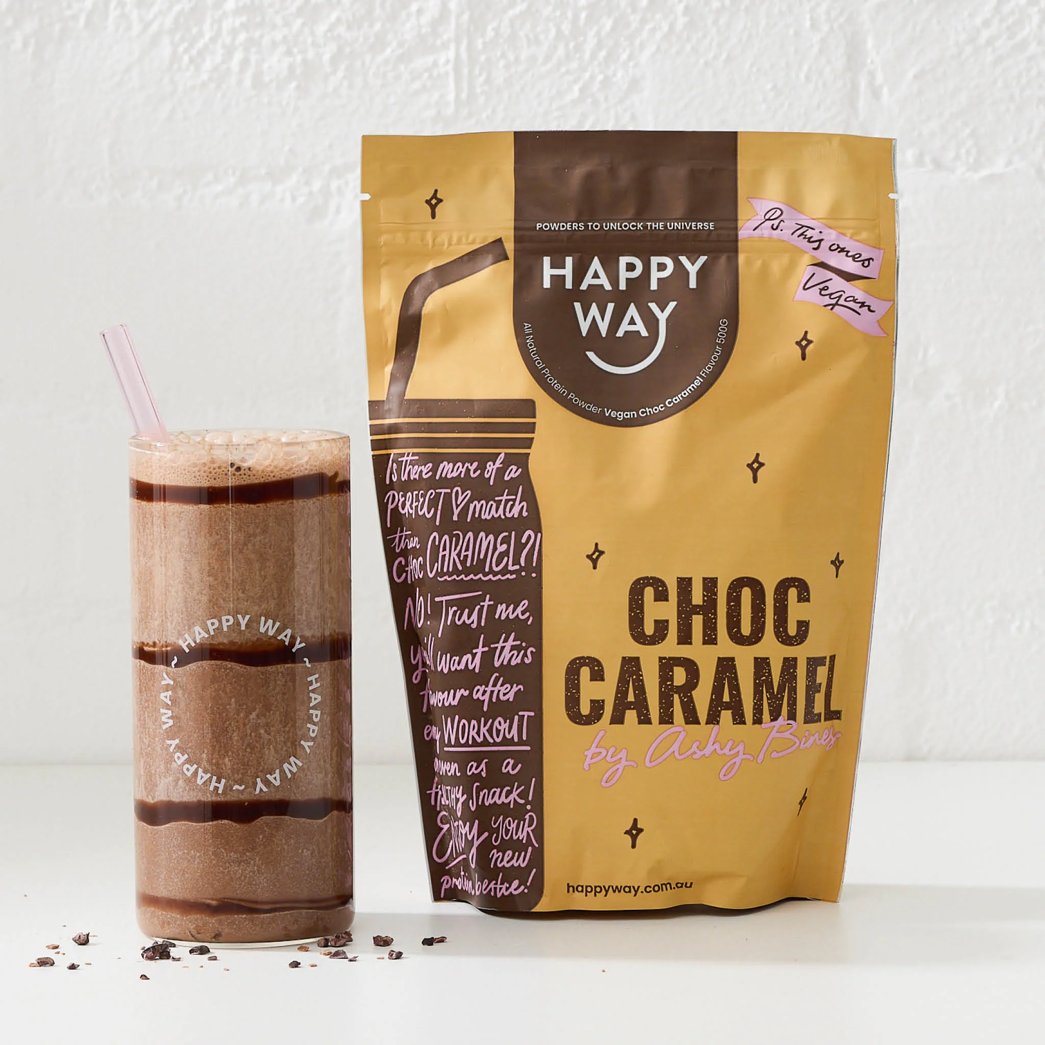 Ashy Bines Choc Caramel Vegan Protein Powder 500g - Image 5