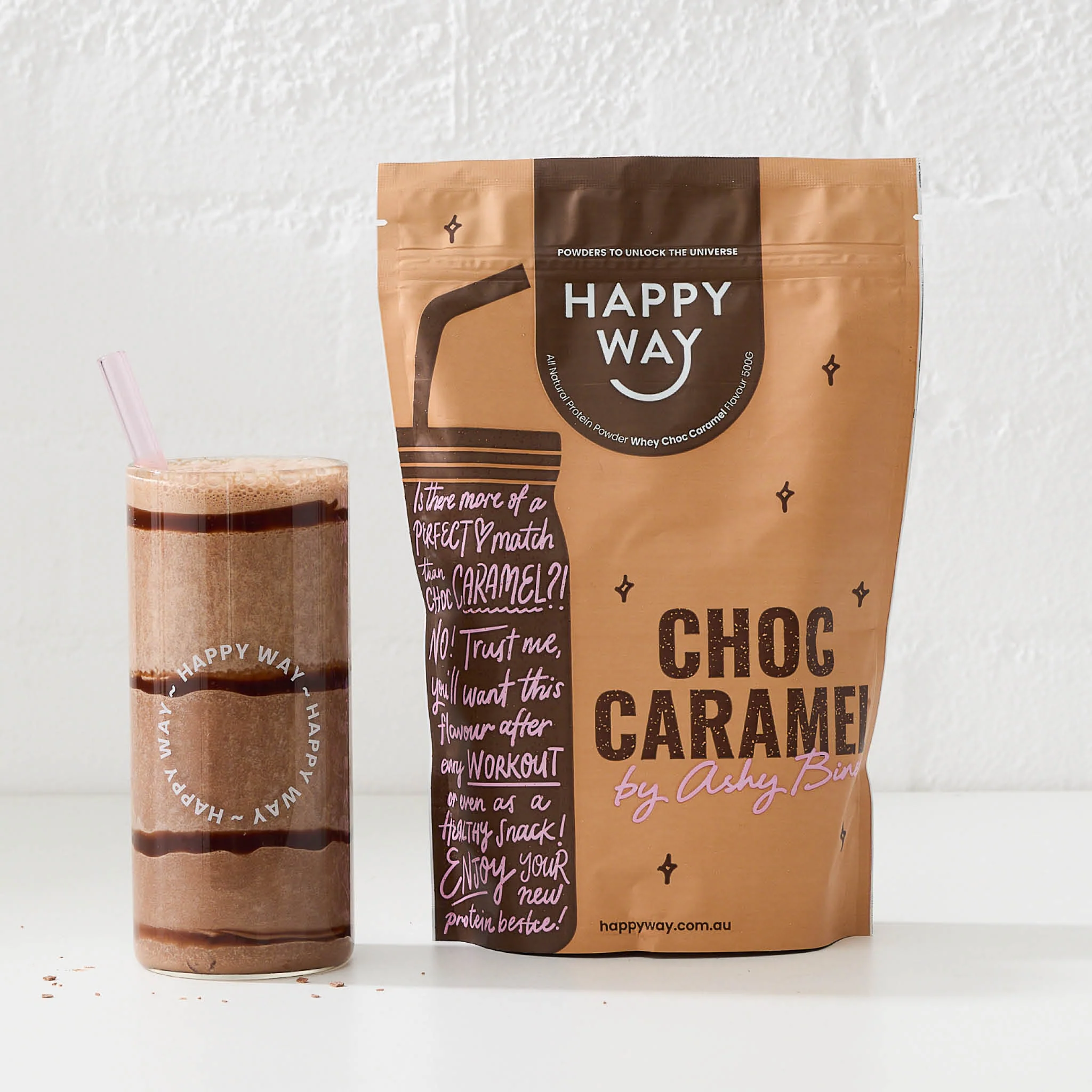 Ashy Bines Choc Caramel Whey Protein Powder 500g - Image 3