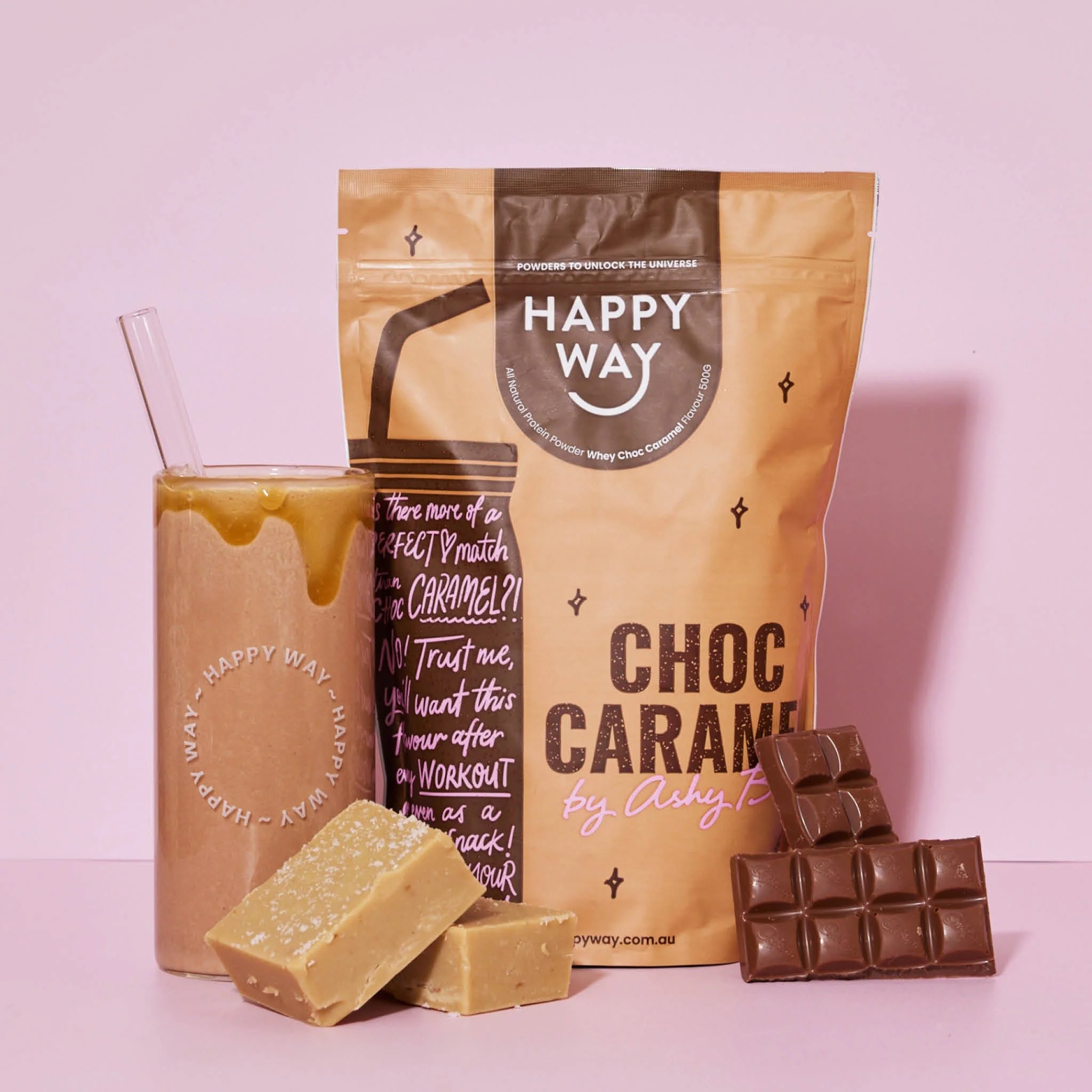 Ashy Bines Choc Caramel Whey Protein Powder 500g - Image 4