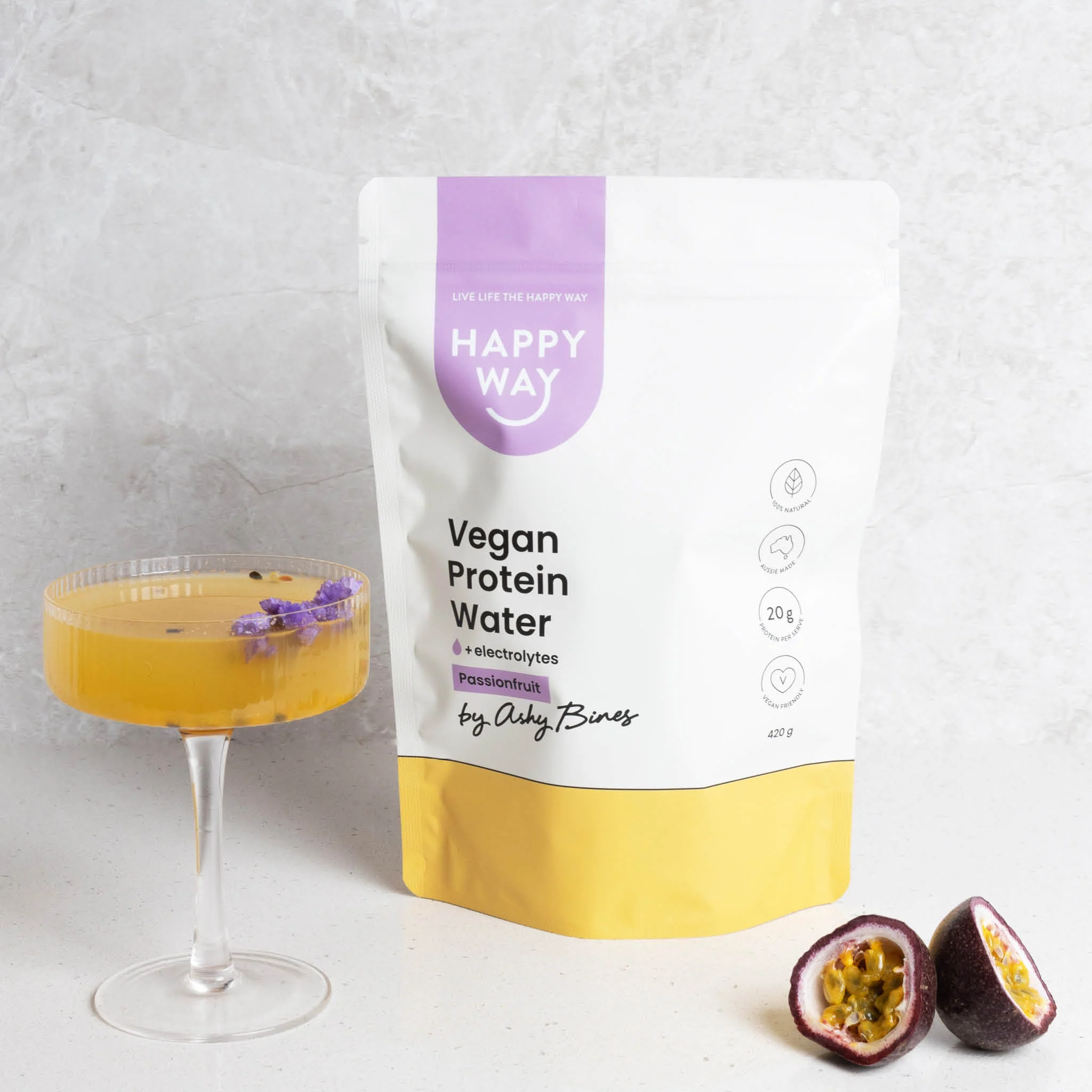 Ashy Bines Passionfruit Vegan Protein Water Powder 420g - Image 5